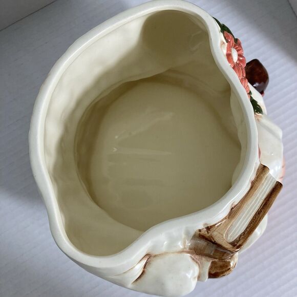 Vintage Ceramic Cookie Jar Kitty Cat in Dress Book Flowers Beautiful Eyes Japan - Picture 8 of 12